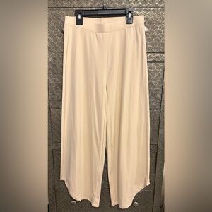 Elegant Cream Women's Wide-Leg Pants